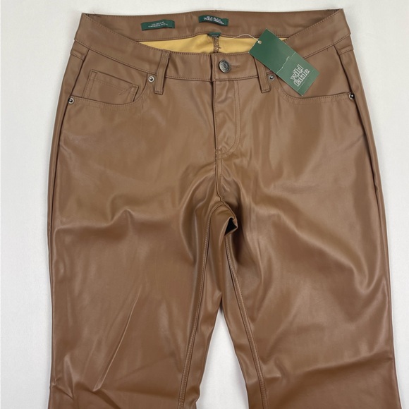 Wild Fable Faux Leather Pants Womens Size 6 Brown Low Rise Flare Leg 28x30” - Picture 1 of 8